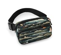 A Black Lighthouse Fanny Pack Belt Bag with Adjustable Strap Fashion Waist Bag for Outdoor Sports Hiking, white, 20x13cm, Full Printed Waist Bag