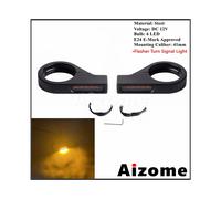 (A Black Smoke Lens) Universal 41mm Fork Tubes Bullet LED Turn Signals Lights For Harley Chopper