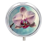 A Blooming Flower Round Pill Boxes with 3 Compartments, Portable Travel Pill Organizer Box, Mini Metal Pill Holder and Vitamin Containers for Fish Oil and