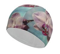 A Blooming Flower Swim Cap for Adult, Elastic Fabric Swimming Cap, Comfortable Bathing Cap for Long & Short Hair