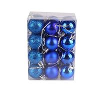 A-Blue 24pc/3cm Mini Shatterproof Hanging Baubles Balls Set for Christmas Tree Decorations