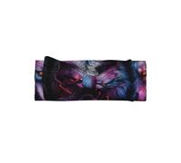 A blue and red wolf Printed Baby Headband, Soft and Breathable Bow Hair Accessory - Suitable for newborns 0-6 months old