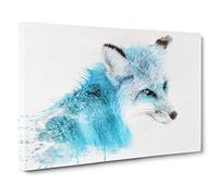 A Blue Fox Canvas Print | Gallery Wrapped 30mm Frame Wall Art | 20x14 inches | Ready to Hang | Abstract Animals Picture | Living Room Bedroom Lounge Office