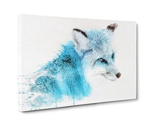 A Blue Fox Canvas Print | Gallery Wrapped 30mm Frame Wall Art | 20x14 inches | Ready to Hang | Abstract Animals Picture | Living Room Bedroom Lounge Office