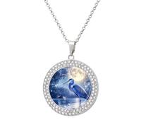 A Blue Heron Moon Personalized Picture Necklace Photo Pendant Custom Memorial Jewelry for Women