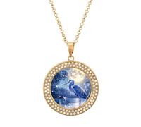 A Blue Heron Moon Personalized Picture Necklace Photo Pendant Custom Memorial Jewelry for Women