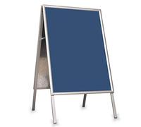 A-Board Pavement Sign Double Sided Poster Holder Outdoors Snap Frame (Silver, A2)