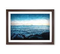 A Boat in The Distance in Abstract Framed Print | A2 Walnut Framed Wall Art | Ready to Hang | Abstract Vehicle Picture | Living Room Bedroom Lounge Office