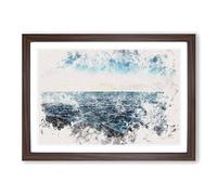 A Boat in The Distance Watercolour Framed Print | A2 Walnut Framed Wall Art | Ready to Hang | Modern Vehicle Picture | Living Room Bedroom Lounge Office
