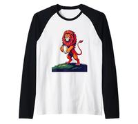 A Bold Red Lion Rampant Rises Raglan Baseball Tee