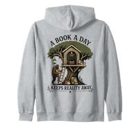 A Book a Day Keeps Reality Away Bigfoot Mothman Reader Zip Hoodie