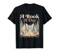 A Book A Day Keeps Reality Away Funny Reading Bigfoot Deer T-Shirt