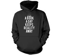 A Book A Day Keeps Reality Away Unisex Hoodie - Black 9-11 Years