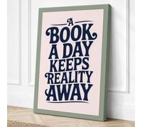 A Book A Day Typography Canvas Wall Art Print 18x12 Inch (46 x 30 cm)