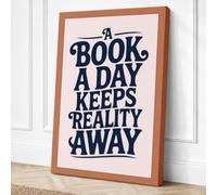 A Book A Day Typography Canvas Wall Art Print 18x12 Inch (46 x 30 cm)