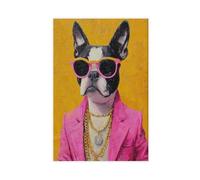 A Boston Terrier Wearing Sunglasses And A Suit Canvas Poster Bedroom Decor Landscape Office Room Decor Gift 12x18inch(30x45cm)