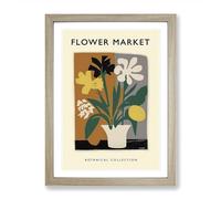 A Botanical Flower Market Exhibition No.1 Framed Print | A2 Oak Framed Wall Art | Ready to Hang | Modern Floral Picture | Living Room Bedroom Lounge Office