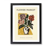 A Botanical Flower Market Exhibition No.11 Framed Print | A2 Black Framed Wall Art | Ready to Hang | Modern Floral Picture | Living Room Bedroom Lounge Office