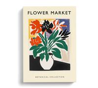A Botanical Flower Market Exhibition No.2 Canvas Print | Gallery Wrapped 30mm Frame Wall Art | 30x20 inches | Ready to Hang | Modern Floral Picture | Living Room Bedroom Lounge Office