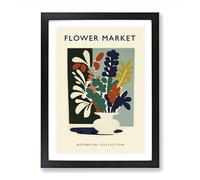 A Botanical Flower Market Exhibition No.5 Framed Print | A2 Black Framed Wall Art | Ready to Hang | Modern Floral Picture | Living Room Bedroom Lounge Office