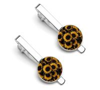 A Bouquet of Black Sunflowers 2 Pcs Tie Clips for Men Necktie Tie Bar