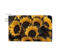 A Bouquet of Black Sunflowers Canvas Coin Purse, Portable Zippered Change Pouch for Women, Small Wallet for Coins Keys Cards Lipstick