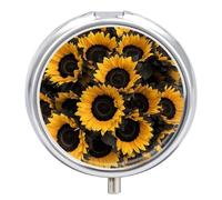 A Bouquet of Black Sunflowers Pill Case Pill Box with 3 Compartments