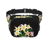 A bouquet of lilies in the sun Pattern trendy fashionable waist bag, unisex travel sports messenger bag