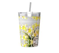 A bouquet of lilies Stainless steel travel bottle with straw water bottle to store hot and cold drinks, handheld cup cone straw.
