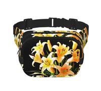 A bouquet of yellow lilies Pattern trendy fashionable waist bag, unisex travel sports messenger bag