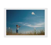 A Boy is Flying Kite Diamond DIY Painting Kits Horizontal Round
