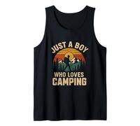 A Boy Who Loves Camping Retro Vintage Nature Hiker Men Kids Tank Top
