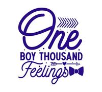 A boy with a Thousand Feelings with Hand Drawn Lettering Texture Vinyl Wall Stickers 65.6x76.8cm Store Decoration DarkBlue