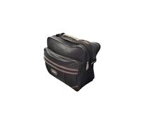 A BRAND NEW BROWN/BLACK, 18 LITRE, DURABLE POLYESTER ZIP-UP TRAVEL BAG c/w STRONG MAIN CARRYING HANDLE & FULLY ADJUSTABLE SHOULDER STRAP