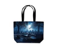 A Breathtaking Scene Of A Moonlit Graveyard Beach Shopper Tote Bag Warren Reed - Designer Blue One Size