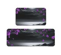 A Bright Moon Hung Over The Ocean Rug Cushioned Kitchen Rugs Sets Of 2 Comfort Standing Mat For Home Decor Sink,Kitchen Mats For Floor Non Slip Washable ，Laundr 17"X47"+17"X30"