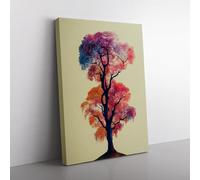 A Brilliant Tree Gold, Red, Blue Canvas Wall Art Print Ready to Hang, Framed Picture for Living Room Bedroom Home Office Décor, 76x50 cm (30x20 Inch)