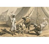 A British soldier having his daily bath or musshach so called after the skin in which the water is carried. From Recollections of a Winter Campaign in India 1857-58 published 1869. Poster Print by Ken