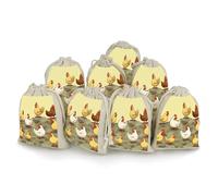 A Brood of Chickens Bunches Pocket Cotton And Hemp with Drawstring 8 Pieces Reusable Gift Bags Jewelry Pouch for Wedding DIY Craft Party (4.9 X 6.7 Inch)