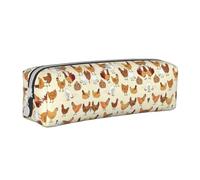 A Brood of Chickens Leather Pencil Case Zipper Pencil Pouch Pen Holder Case Stationery Bag for School Work Office
