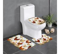 A Brood of Chickens Print Bathroom Mat Set 3 Pieces, Ultra Soft Carpet Quick Dry Bathroom Rug Sets Mats Absorbent with U-Shaped Toilet for Bathroom, Tub, Shower Toilet Base