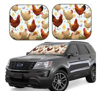 A Brood of Chickens Print Car Sun Shade Windshield 2-Piece Foldable Front Windshield Sun Visor Sunshade for Car Windshield, S