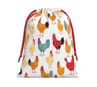 A Brood of Chickens -Print Drawstring Gifts Bags L Size - Soft Flannel Fabric Reusable For Wedding Party Favors Gifts Packaging
