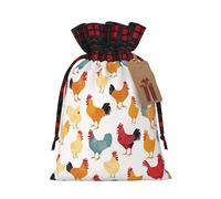 A Brood of Chickens -Print Multi-Colored Burlap Drawstring Pouches, Eco-Friendly Bags For Parties Wedding Favors Packaging S Size