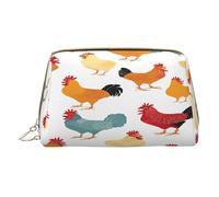 (A Brood of Chickens) Print Pu Leather Makeup Bag with Zipper Pocket Compact Organizer for Travel/Purse