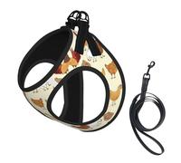 A Brood Of Chickens Print Small Dog Harness And Leash Set, Adjustable Soft Vest With 360° Reflective Straps For Cats Puppy