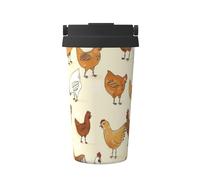 A Brood Of Chickens Print Tlater Travel Mug,500ml Handheld Insulated Coffee Mug,Leakproof Lid Stainless Steel,Insulated Coffee Cup With Leakproof Lids Reusable Coffee Cups Travel Car Coffee Mug