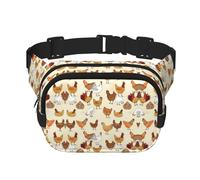 A Brood Of Chickens Print Unisex Square Double Layer Waist Bag Crossbody Fanny Pack Travel Workout Accessory, Black, One Size, Black, One Size