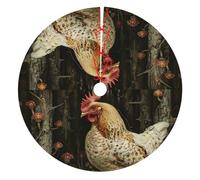 A Brood Of Chickens Print Xmas Mat Accessory For Living Room Fireplace Christmas Tree Skirt Holiday Decor