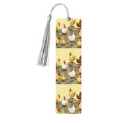 A Brood of Chickens Wooden Bookmarks 5 Pcs,Handmade Double-Sided Printed Book Marks Page Markers with Gray Tassels Book Accessories Gift for Book Lovers Women Men